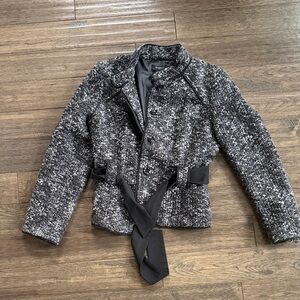 Elegant Women's Tweed Blazer with Belt